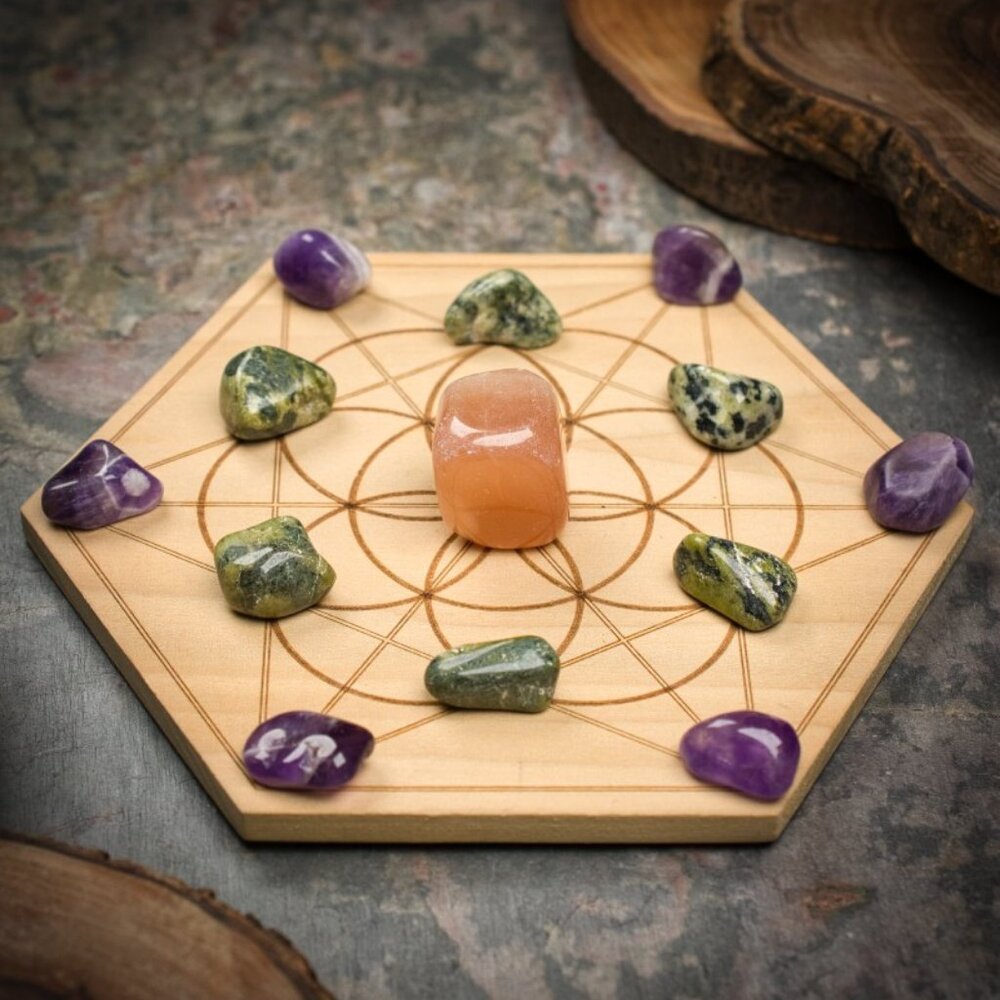Focus and Motivation Mini Crystal Grid Set - Your choice of Wood Grid Board